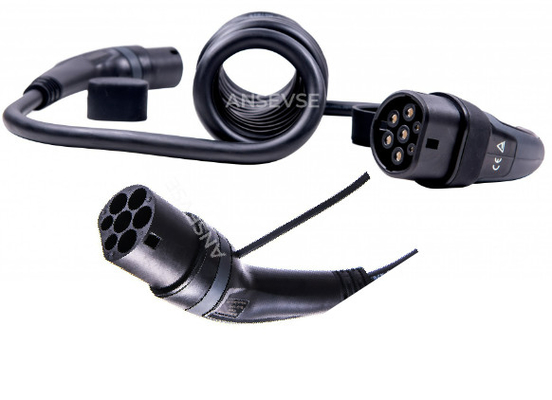Kabel pengisian listrik EV tipe 2 standar dengan bahan Huntsman dan tingkat perlindungan IP65