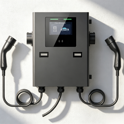 Beli Pengisi daya Wallbox IP55 2*22kw untuk Penggunaan Komersial Wallbox dengan Dua senjata pembuatan online