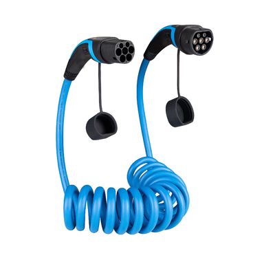 Kabel pengisian kendaraan listrik TPU tahan lama bebas halogen 32A 1 Fase 7.6kW Kabel Ev Tipe 2 hingga Tipe 2