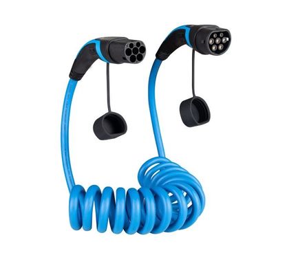1 fase Kabel Listrik Mobil 16A Spiral Tipe 2 ke Tipe 2 Kabel Pengisian EV