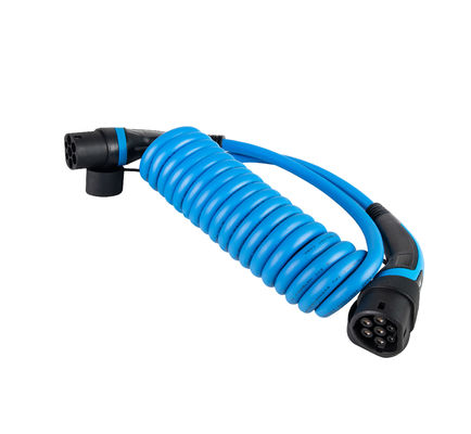 16A 480V 3 Phase 11kW Coiled EV Charging Cable tipe 2 ke tipe 2 IEC 62196