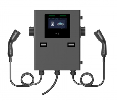 Harga yang pantas Pengisi daya Wallbox IP55 2*22kw untuk Penggunaan Komersial Wallbox dengan Dua senjata on line