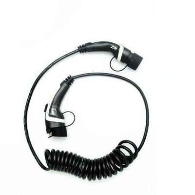 Harga yang pantas Tipe 1 Ke Tipe 2 Kabel Pengisian Mobil Listrik IP67 Dengan Kabel Pegas SAE J1772 on line