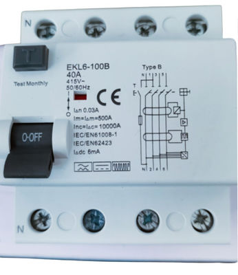 Harga yang pantas 2P / 4P 40A RCCB Circuit Breaker AC 30mA Kehidupan Listrik 2000 Siklus on line
