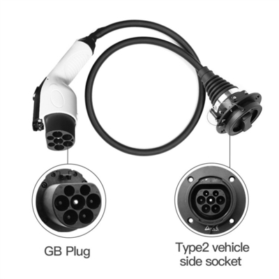Harga yang pantas 32A Fase Tunggal GB/T Untuk Mengetik 2 Adaptor Kabel Pengisian Daya EV 0,5m 250V on line